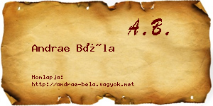 Andrae Béla névjegykártya
