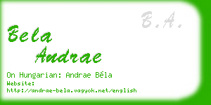 bela andrae business card
